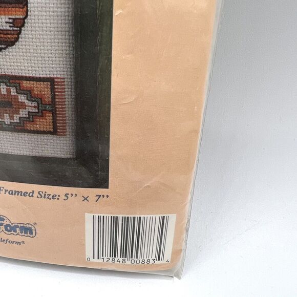 NEW 1989 Needleform Counted Cross Stitch Kit Framed 5x7 Southwest Step Pot #883 - Picture 3 of 7